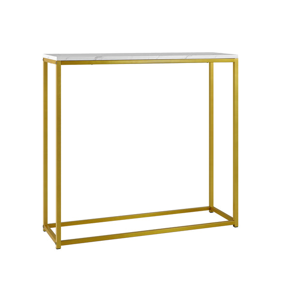 NNEED Console Table Marble-look Iron Gold&White