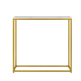 NNEED Console Table Marble-look Iron Gold&White