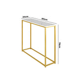 NNEED Console Table Marble-look Iron Gold&White