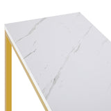 NNEED Console Table Marble-look Iron Gold&White