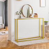 NNEED Console Table Marble-look Iron Gold&White