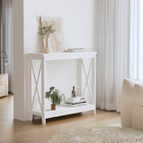 NNEED 2-Tier Console Table X-Design Wooden White