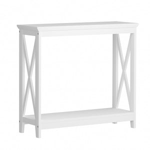 NNEED 2-Tier Console Table X-Design Wooden White
