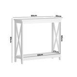 NNEED 2-Tier Console Table X-Design Wooden White