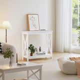 NNEED 2-Tier Console Table X-Design Wooden White