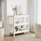 NNEED 3-Tier Console Table X-Design Wooden White