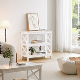 NNEED 3-Tier Console Table X-Design Wooden White