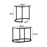 NNEED Set of 2 Coffee Table Round Oval Marble Nesting Black