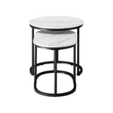 NNEED Set of 2 Coffee Table Round Oval Marble Nesting Black