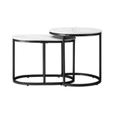 NNEED Set of 2 Coffee Table Round Oval Marble Nesting Black