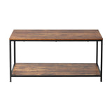 NNEED Coffee Table Storage Rack 2-Tier Black&Walnut