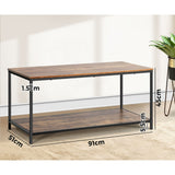 NNEED Coffee Table Storage Rack 2-Tier Black&Walnut