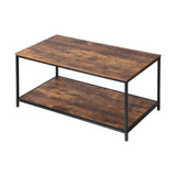 NNEED Coffee Table Storage Rack 2-Tier Black&Walnut