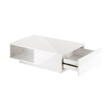 NNEED Coffee Table LED High Gloss Storage Drawer White