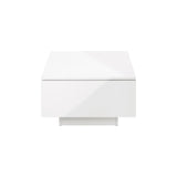 NNEED Coffee Table LED High Gloss Storage Drawer White