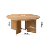 NNEED Coffee Table Round Side End Tables Wooden Natural