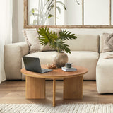 NNEED Coffee Table Round Side End Tables Wooden Natural