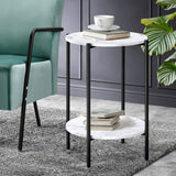 NNEED Coffee Table Round Dual-Tier Marble