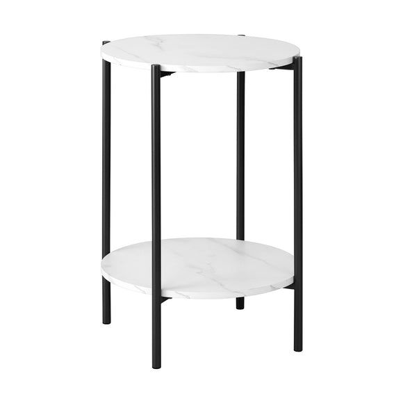 NNEED Coffee Table Round Dual-Tier Marble