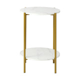 NNEED Round Coffee Table 2 Tier Marble Top Metal Gold Frame