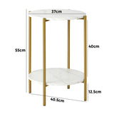NNEED Round Coffee Table 2 Tier Marble Top Metal Gold Frame
