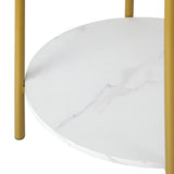 NNEED Round Coffee Table 2 Tier Marble Top Metal Gold Frame