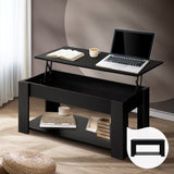 NNEED Coffee Table with Lift Up Top Storage Space Wooden Black