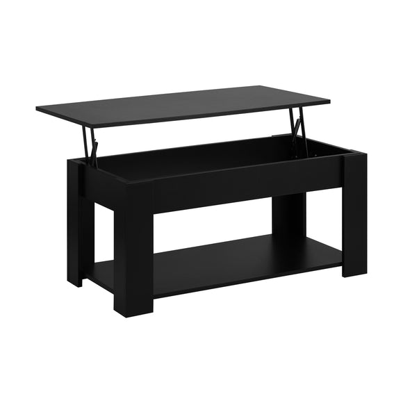 NNEED Coffee Table with Lift Up Top Storage Space Wooden Black