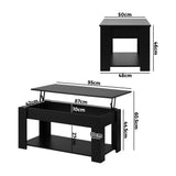 NNEED Coffee Table with Lift Up Top Storage Space Wooden Black