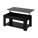 NNEED Coffee Table with Lift Up Top Storage Space Wooden Black