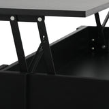 NNEED Coffee Table with Lift Up Top Storage Space Wooden Black
