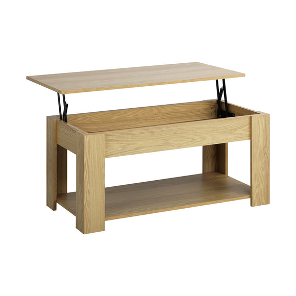 NNEED Coffee Table with Lift Up Top Storage Space Wooden Beige