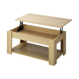 NNEED Coffee Table with Lift Up Top Storage Space Wooden Beige