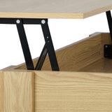 NNEED Coffee Table with Lift Up Top Storage Space Wooden Beige
