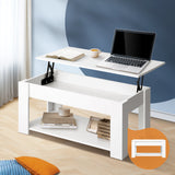 NNEED Coffee Table with Lift Up Top Storage Space Wooden White