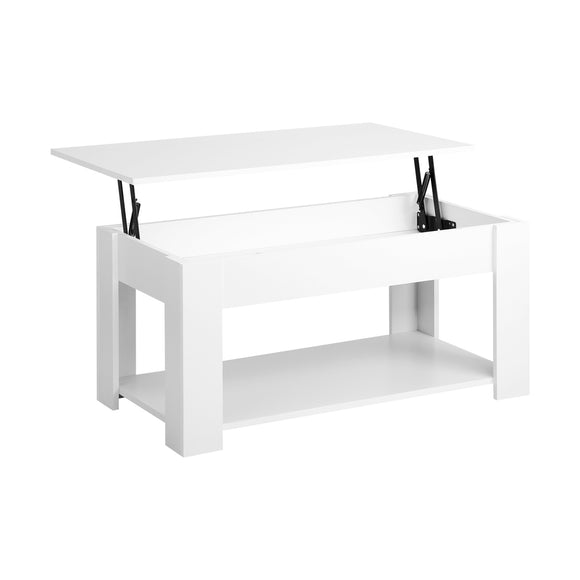 NNEED Coffee Table with Lift Up Top Storage Space Wooden White