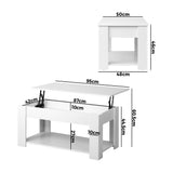 NNEED Coffee Table with Lift Up Top Storage Space Wooden White