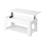 NNEED Coffee Table with Lift Up Top Storage Space Wooden White