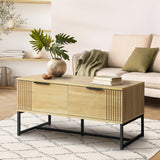 NNEED Coffee Table with Storage Drawers Wooden Natural