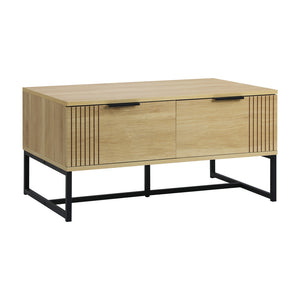 NNEED Coffee Table with Storage Drawers Wooden Natural