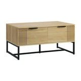 NNEED Coffee Table with Storage Drawers Wooden Natural