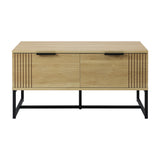 NNEED Coffee Table with Storage Drawers Wooden Natural