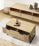NNEED Coffee Table with Storage Drawers Wooden Natural