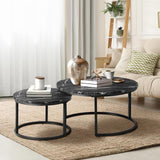 NNEED Set of 2 Nesting Coffee Table Round Marble Black