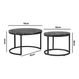 NNEED Set of 2 Nesting Coffee Table Round Marble Black