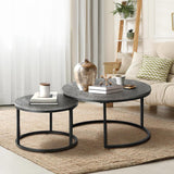 NNEED Nesting Coffee Table Round Marble Grey & Black