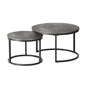 NNEED Nesting Coffee Table Round Marble Grey & Black