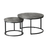 NNEED Nesting Coffee Table Round Marble Grey & Black