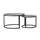 NNEED Nesting Coffee Table Round Marble Grey & Black