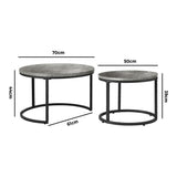 NNEED Nesting Coffee Table Round Marble Grey & Black